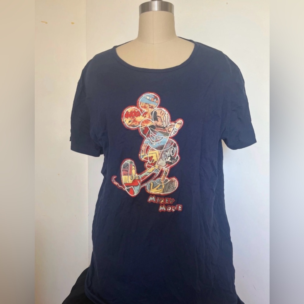 Disney Navy Tee with Colorful Mickey Graphic